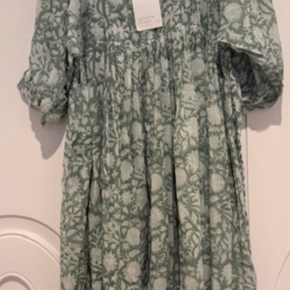 Daughters of India - Block Print Dress  - Size: SMALL  Color: Jade